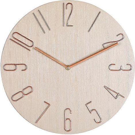 Horloge murale simple de 30 cm (12 pouces) pour salon, chambre à coucher - Beige (1/5)