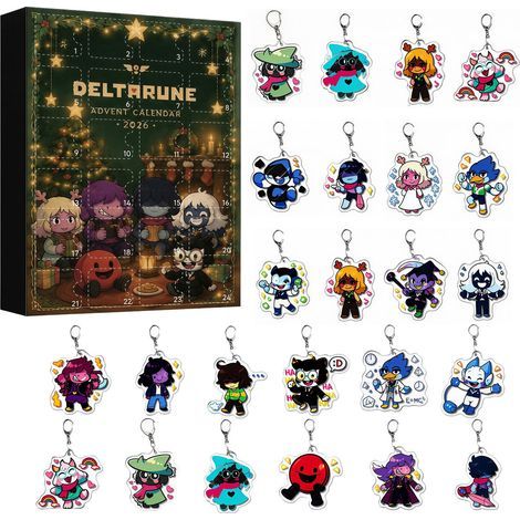 Deltarune Runendreieck-Adventskalender, Überraschungsbox, Weihnachtsmotiv, Acryl-Schlüsselanhänger, Geschenkbox, Stil E (1/3)