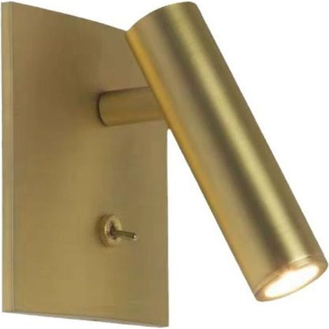 Modern, 90° rotating LED indoor wall light with switch, ideal for reading, bedroom or living room (4000k, gold) (1/4)
