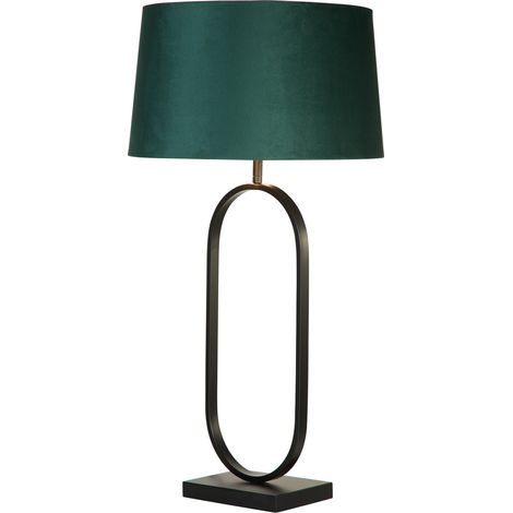 Searchlight Modish Lampe de table, noir mat, abat-jour émeraude 1x E27 (1/5)