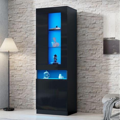 Vetrina mobile con LED e ripiani in vetro 50x40x180 OKMYHOME (1/5)