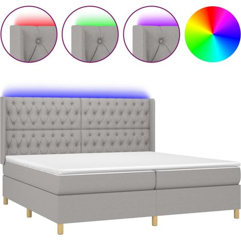 Maison Exclusive - Sommier à lattes de lit matelas LED Gris clair 200x200 cm Tissu (1/5)