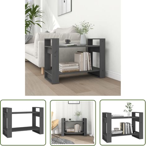 Étagère de Rangement Bibliothèque, Séparateur de pièce, Montage facile, Gris 80x35x56,5 cm Pin solide OIB3241E (1/5)