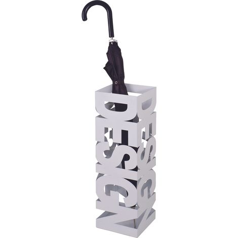 Porte parapluies en métal laqué blanc - 16 x 16 x 48 cm
