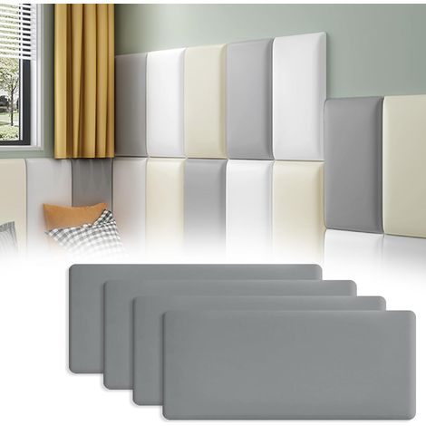 Panneaux muraux 3D, protection anti-collision, protection pour jardin d'enfants, autocollants muraux autoadhésifs, protection en tatami, protection murale pour chambre d'enfant (Gris - 4 pièces) (1/5)