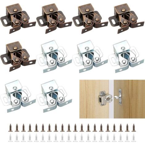 Loqueteaux de Meuble 10 Pièces Fermeture Porte Placard, Loqueteaux de Porte Placard Double Rouleau pour Placard(Deux couleurs) (1/4)