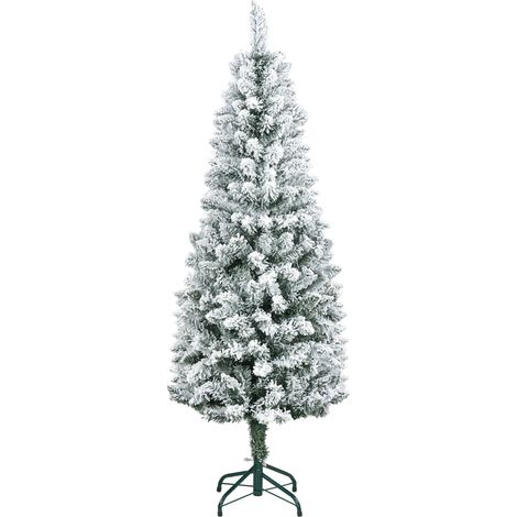 Árbol de Navidad 150 cm árbol de Navidad artificial nevado con 317 ramas y soporte de metal árbol navideño para salón interior verde (1/5)