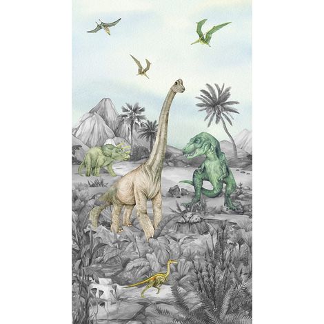 Poster intissé - Dinosaures en noir et blanc - 150 x 270 cm (1/3)