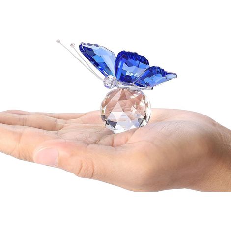 Cadeau Maman Déco Papillon Bleu avec Boule Miroir en Verre Cristal K9, Ornement Suncatcher pour Salon Chambre Bureau (1/5)