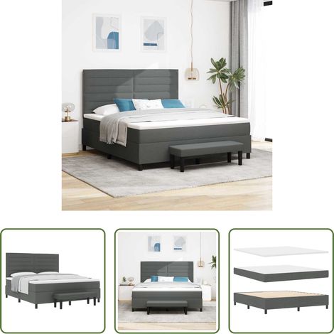 Matratze -  Boxspringbett mit Matratze Dunkelgrau 180 x 200 cm Stoff (1/5)