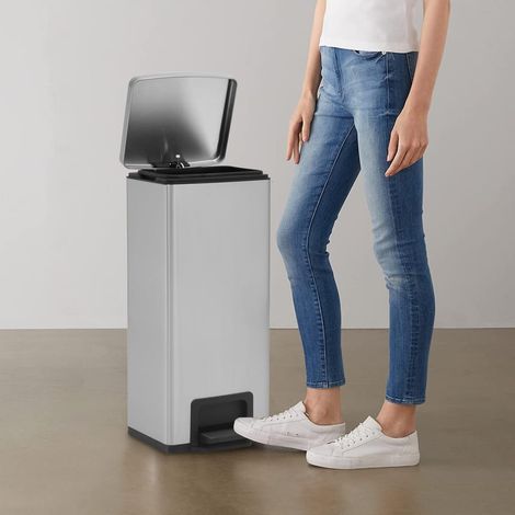 Mülleimer mit Pedal Anti-Fingerabdruck 30 L Silbern Edelstahl vidaXL (1/5)