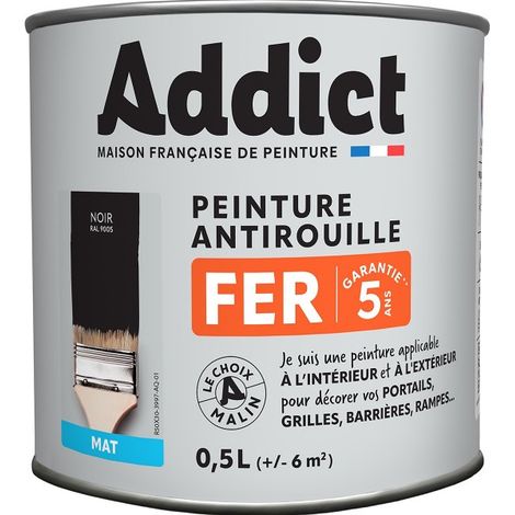 Vernice antiruggine per ferro 0,5 litri nero opaco - Addict