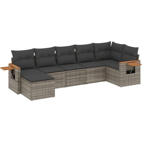 Maison Exclusive - 7-tlg. Garten-Sofagarnitur mit Kissen Grau Pol