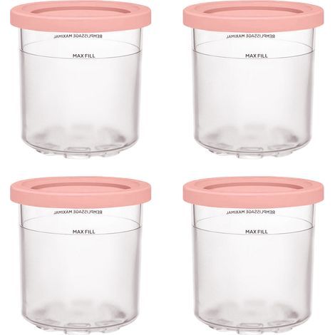 4Pièces de rechange pour pots de crème glacée individuels, adaptées pourNinjamachine à glace avec couvercle rose (1/5)