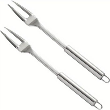 Fourche à découper en acier inoxydable (2 pièces) pour viande, manche long robuste et résistant à la chaleur, adaptée pour le barbecue, la cuisson et le service (1/5)