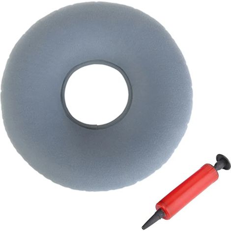 Cuscino gonfiabile a forma di donut / Cuscino donut con pompa e sacca da viaggio - Supporto lombare per emorroidi, gravidanza (1/5)