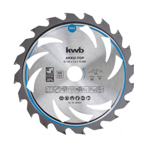Hoja de sierra circular kwb 584754 165 mm 24 dientes (1/2)