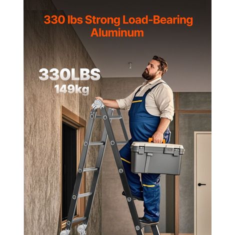 Échelle pliable multifonction 7 en 1, escabeau télescopique 5 marches, hauteur 19 ft, charge 330 lbs, aluminium renforcé, usage intérieur/extérieur (1/5)