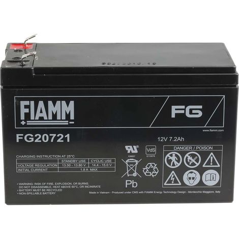 Batteria al piombo Fiamm, 12V, 7.2Ah, 151 x 65 x 100mm, -20  +50°C