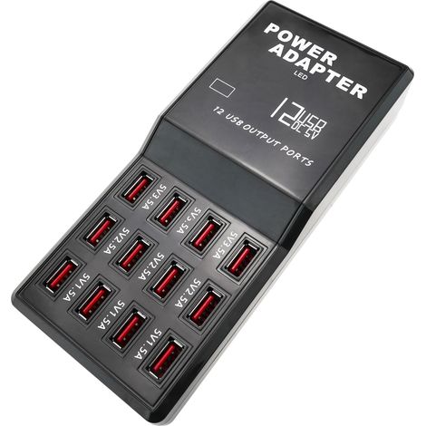 BeMatik - Multiprise alimentation USB A femelle 5VDC 12A avec 12 ports USB (1/5)