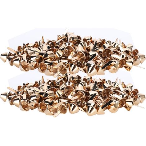 200 rivets en laiton de 12 mm, adaptés aux portefeuilles, sacs, etc., quincaillerie en forme de tonneau, décoration DIY, or clair. (1/5)