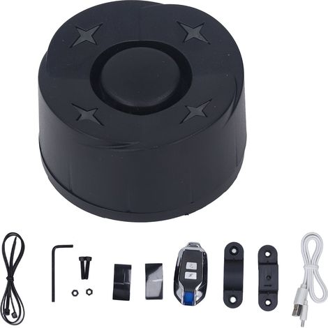 Alarme vélo avec feu arrière sans fil antivol, alarme de sécurité vélo/moto avec volume sonore élevé, système d'alarme de sécurité vélo noir avec télécommande unique
