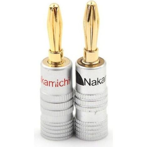 Fiche Banane - Cuivre Pur Plaqué Or 24 Carats - Verrouillage Double Vis - Compatible Câble Jusqu'à 4 mm - Noir Rouge - 12 Pièces (1/5)