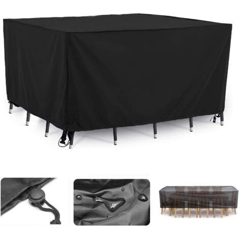 Funda rectangular para muebles de exterior en tejido 210D con cordón ajustable. Funda protectora resistente para mesa de jardín, 54 x 76 x 69 cm. (1/5)