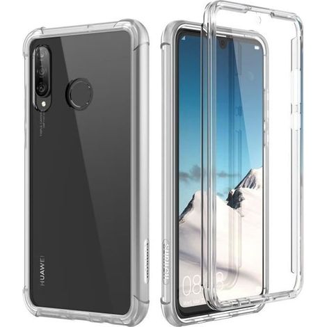 SmartLegend Huawei P30 Lite Coque ,PC&TPU,360 protection totale,Avec film de protection en verre trempé,Transparent (1/4)