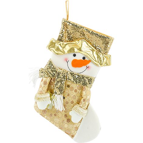 Chaussette de Noël spacieuse et festive à suspendre, style bonhomme de neige, pour la maison, les restaurants et les fêtes. Décoration pour sapin. (1/5)