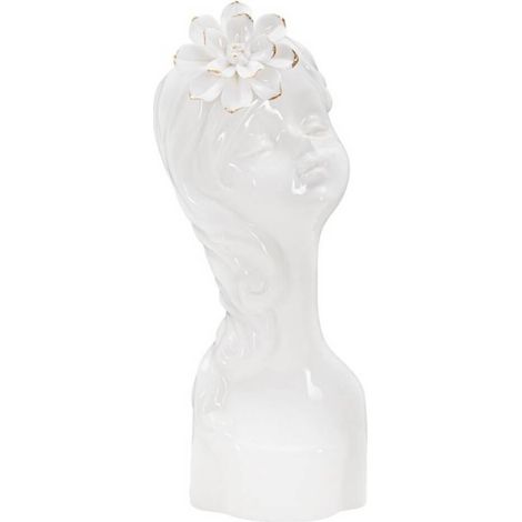 Vaso giovane donna in porcellana bianca per decorazioni ambienti -Con fiore (1/5)