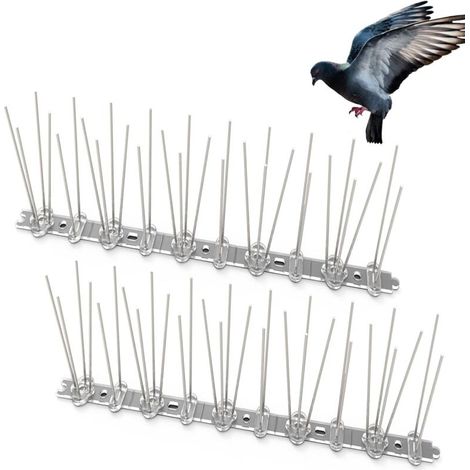 Taubenabwehrspitzen – 2 Edelstahlspitzen, 25 cm – Zum Schutz von Pflanzgefäßen, Balkonen, Dächern und Fensterbänken (1/4)
