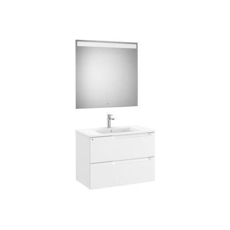 MUEBLE LAVABO CENTRADO 800MM ALEYDA 2 CAJONES + ESPEJO BLANCO MATE