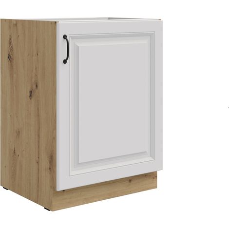 Unterschrank 60 cm Stilo Weiss + Eiche Artisan Küchenzeile Küchenblock Küche