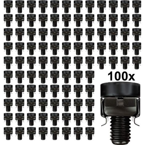 100 Vis Écrous à Cages M6 Noires, Baies Serveur 10" 19" Armoires Réseau (1/4)