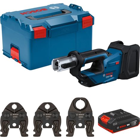 Utensile a pressione a batteria Bosch GPT 18V-19 Professional 18 V 21 kN + 1 batteria da 2,0 Ah + 3 ganasce di pressione + L-Boxx - senza caricabatterie (1/5)