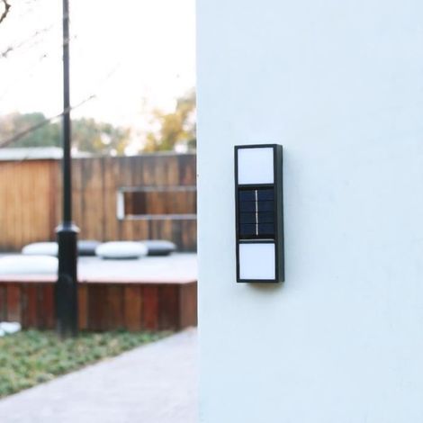 Lampe Solaire Extérieur LED Applique Murale Étanche Sans Fil Éclairage pour Jardin Terrasse Décoration Moderne-Lumière Chaude (1/4)
