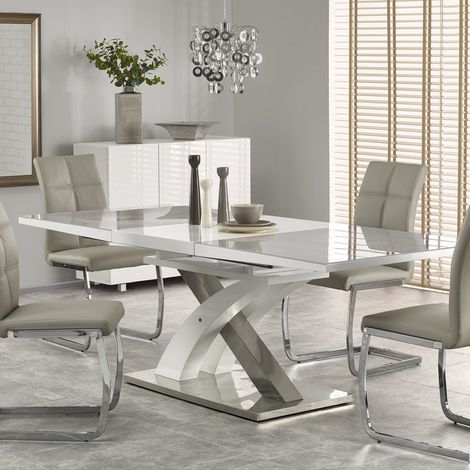 Table a manger extensible 160-220cm blanche et grise design Flora (1/5)