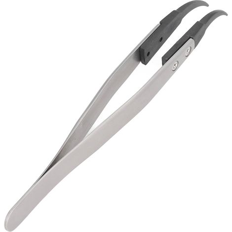 Pince à épiler magnétique en acier inoxydable, pointe fine coudée interchangeable, précision absolue, antistatique non statique, usage professionnel (1/5)