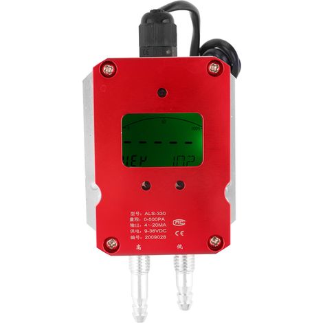 Capteur de pression d'air numérique LCD 24V CC 4-20mA pour ventilation de salle 0-500Pa, transmetteur intelligent (1/5)