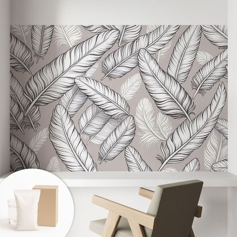 Newroom Tapete Dekorative Vliestapete mit Kleber Modern für Wohnzimmer Schlafzimmer Zarte Federn 104x70 cm (1/5)