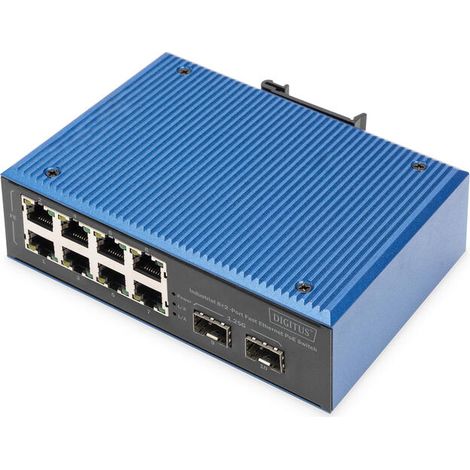 DIGITUS Industrial 8+2-Port Fast Ethernet PoE Switch 8 Port PoE FE RJ45, 2 GE SFP Ports (1/4)