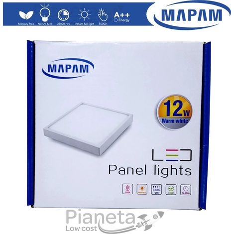 Plafoniera led 6/12/18w quadrato faretto da soffitto pannello a parete luce bianco naturale caldo Mapam Luce Calda - 12 (1/3)