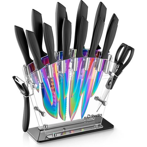 16-Piece Kitchen Knife, Steel, Titanium Plating Rainbow (1/5)