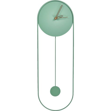 Orologio da parete 20 x 62 cm Design moderno con pendolo decorativo senza numeri Acciaio verde chiaro Salvan (1/5)