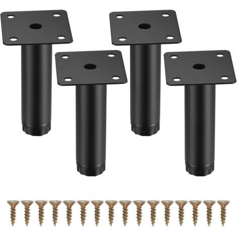 4 Pièces Pieds de Meuble, 10 cm/4 Pouces Pieds de Meubles Réglables, Pieds de Support en Fixation en Métal pour Meubles/Table/Chaise/Bureau/Cuisine/Armoire/Canapé (1/4)