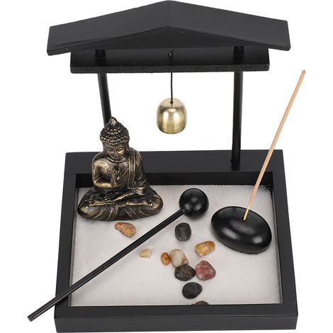 Plateau à sable de style zen avec Bouddha - Décoration innovante pour salon - Artisanat en résine - 1906