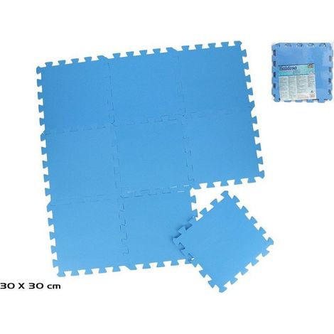 Trade Shop - SET 9 STK. BLAU FLIESEN 30X30X1 CM WEICHES EVA-PUZZLE POOLSCHUTZ 980180 - (1/2)