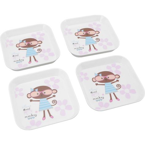 4 assiettes à fruits multifonctions pour desserts et collations, idéales pour la maison, l'école et les restaurants. Plateau de rangement et plateau à os à mâcher. (1/5)
