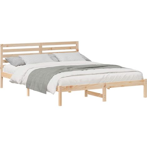 Maison Exclusive - Cadre de lit avec tête de lit Marron 160 x 220 cm Pin massif (1/5)